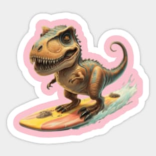 cute dinosaur surfing dino surf dino trex surfer kids tees gift ideas Sticker